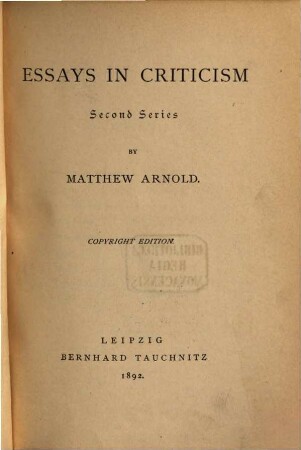 Essays in criticism. 3