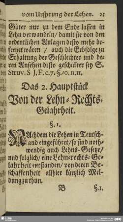 Das 2. Hauptstück Von der Lehn-Rechts-Gelahrheit