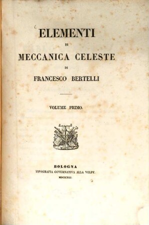 Elementi di meccanica celeste, 1