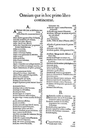 Index Omnium quæ in hoc primo libro continentur.