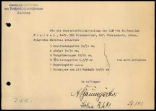 Eingangsbestätigung der Sonderluftbildabteilung (RLM)