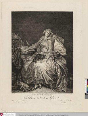 La philosophie endormie [die schlafende Philosophie / die Frau des Malers Greuze auf einem Stuhl schlafend]