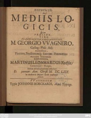 Disputatio De Mediis Logicis