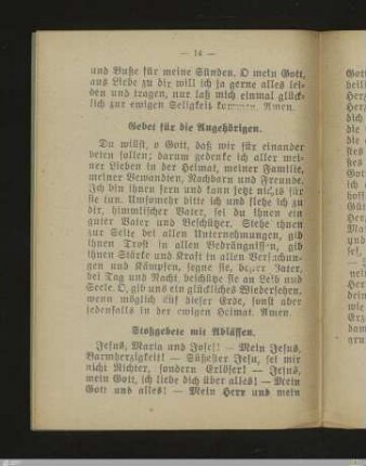 Stoßgebete mit Ablässen