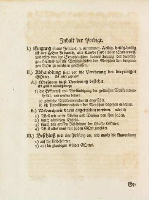 Inhalt der Predigt