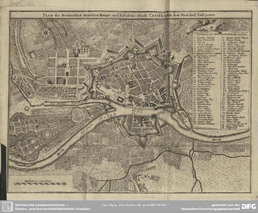 Plan der Hochfürstlich Hessischen Haupt- und Residenz-Stadt Cassel nebst dem Hochfürst. Lustgarten