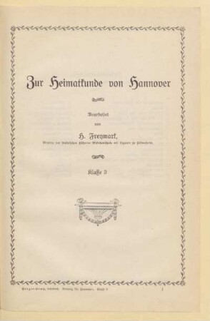 Zur Heimatkunde von Hannover