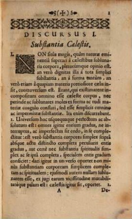Discursuum Physiologicorum Pars ..., 1. De Mundo Caelesti, Igne, & Aere