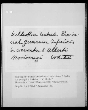 Codex 12: Evangeliar — Besitzvermerk