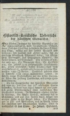 Historisch-statistische Uebersicht der dänischen Monarchie.