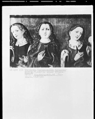 Tucheraltar — Die heilige Agnes, die heilige Margareta und die heilige Barbara