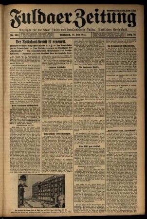 Erste Ausgabe vom Mittwoch, den 15. Juli 1931.