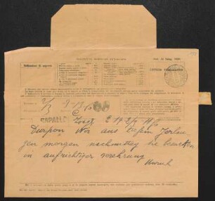 Brief von Fritz von Unruh an Gerhart Hauptmann und Margarete Hauptmann