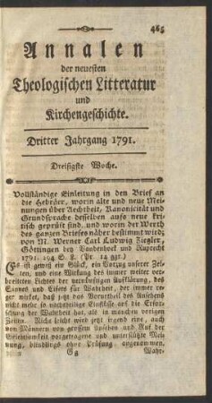 Dreisigste Woche