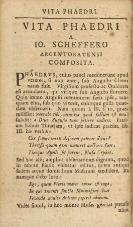 Vita Phaedri A Io. Scheffero Argentoratensi Composita