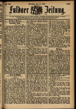 Erste Ausgabe vom Samstag, den 11. Mai 1889.