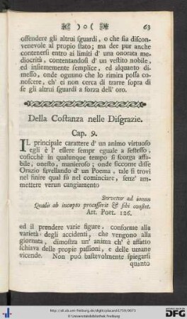 9. Della Constanza nelle Disgrazie.