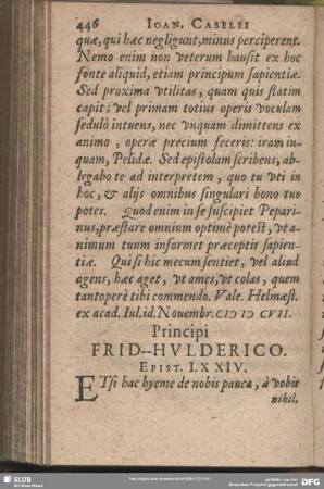 Principi Frid. Hulderico. Epist. LXXIV.