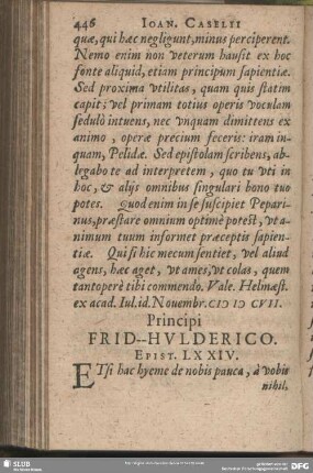 Principi Frid. Hulderico. Epist. LXXIV.