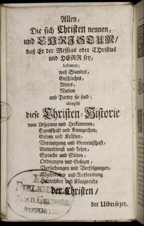 Allen, die sich Christen nennen, ...