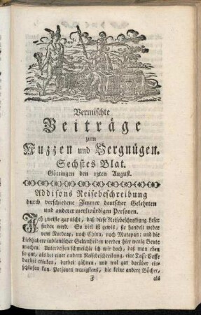 Sechstes Blat, ... den 13ten August