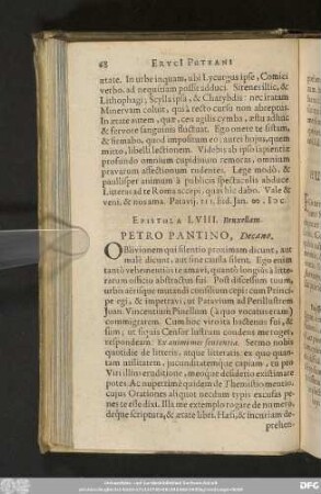 Epistola LVIII. Bruxellam. Petro Pantino, Decano.