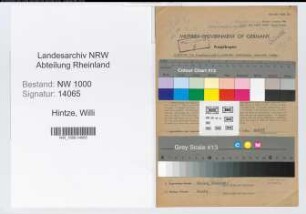 Entnazifizierung Willi Hintze, geb. 27.06.1909 (Verw.Angest.)