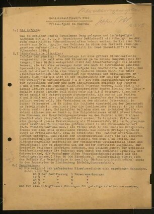 Wohnungsbau Berlin-Prenzlauer Berg Schinkelwettbewerb 1950: Preisaufgabe, Erläuterungsbericht