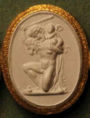 Herkules wehrt sich vergeblich gegen Cupido (Daktyliothek, Erstes Mythologisches Tausend)