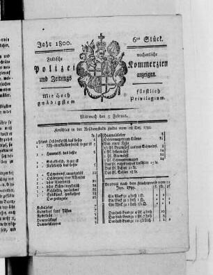 6tes Stück, Ausgabe vom 5. Februar 1800
