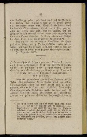 5. Oekonimische Erfahrungen und Beobachtungen aus dem gesammten Gebiete der Landwirthschaft [...]