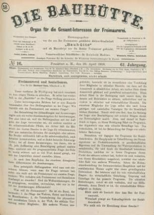 No 16. Frankfurt a. M., den 20. April 1918. 61. Jahrgang.