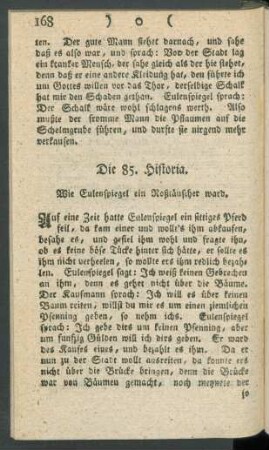 Die 85. Historia. Wie Eulenspiegel ein Roßtäuscher ward