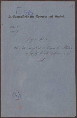 Patent des Wagners Gottlieb Blind von Hasenhof für eine Schiebkarrenwinde