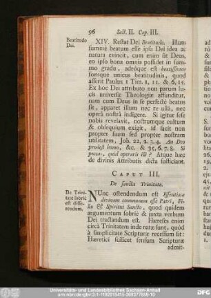 Caput III. De sancta Trinitate.