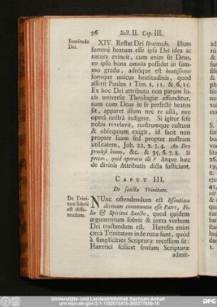 Caput III. De sancta Trinitate.