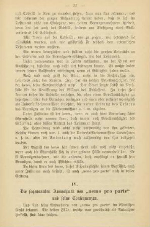 IV. Die sogenannten Ausnahmen von "nemo pro parte" und seine Consequenzen