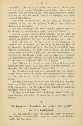 IV. Die sogenannten Ausnahmen von "nemo pro parte" und seine Consequenzen