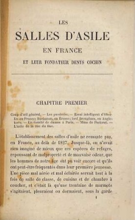 Les salles d'asile en France et leur fondateur Denys Cochin