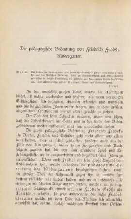 Die pädagogische Bedeutung von Friedrich Fröbels Kindergärten