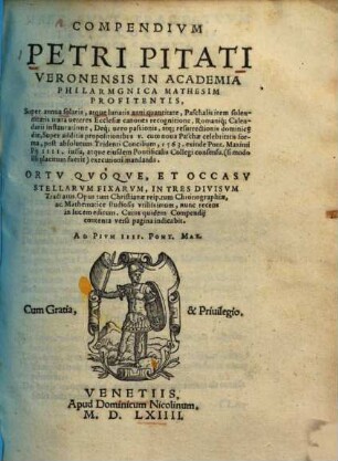 Compendium super annua solaris atque lunaris anni quantitate ...