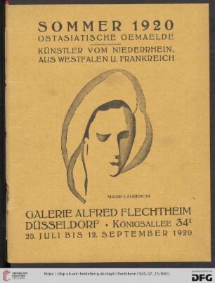 Sommer 1920 : ostasiatische Gemaelde : Künstler vom Niederrhein, aus Westfalen u. Frankreich