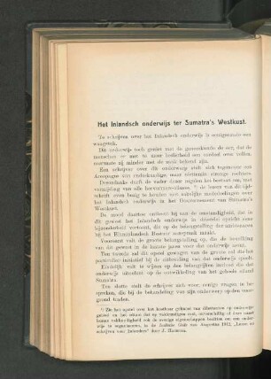 Het Inlandsch onderwijs ter Sumatra's Westkust.