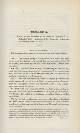 Bijlage A. Extract uit het reglement op helt beleid der regering in Nederlandsch-Indie, gearresteerd bij koninklijk besluit von 20. februarij 1836, n°. 911