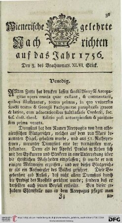 Den 8. des Brachmonats. XLVI. Stück