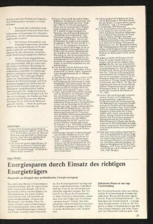 Energisparen durch Einsatz des richtigen Energieträgers
