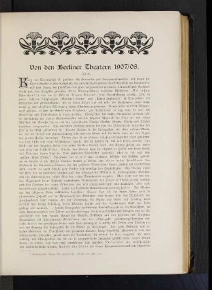 Von den Berliner Theatern 1907/08