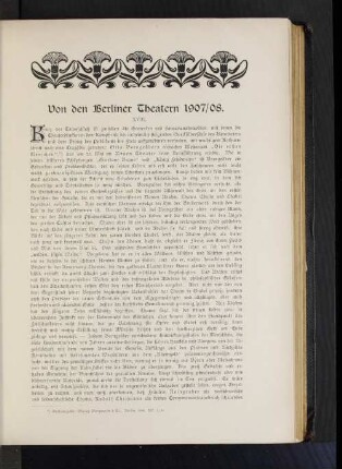 Von den Berliner Theatern 1907/08