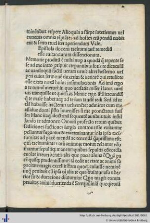 Epistola docens taciturnitatem ...