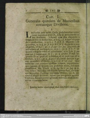 Cap. I. Generalia quaedam de Muneribus eorumque Divisione